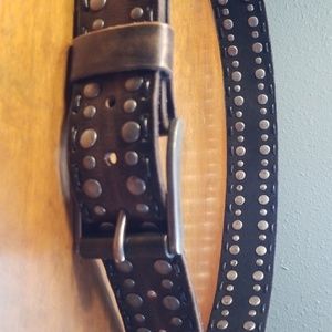 Bill Adler distressed studded leather belt sz 34